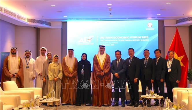 Lãnh đạo UBND TP. Hồ Chí Minh với đoàn Bộ Ngoại giao UAE. Ảnh: Hứa Chung - TTXVN