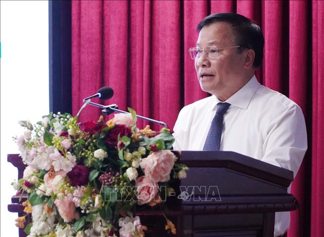 PGS.TS Nguyễn Duy Cường, Hiệu trưởng Trường Đại học Y Dược Thái Bình, Trưởng Ban quản lý Dự án VALID phát biểu tại hội thảo. Ảnh: Nguyễn Công Hải - TTXVN