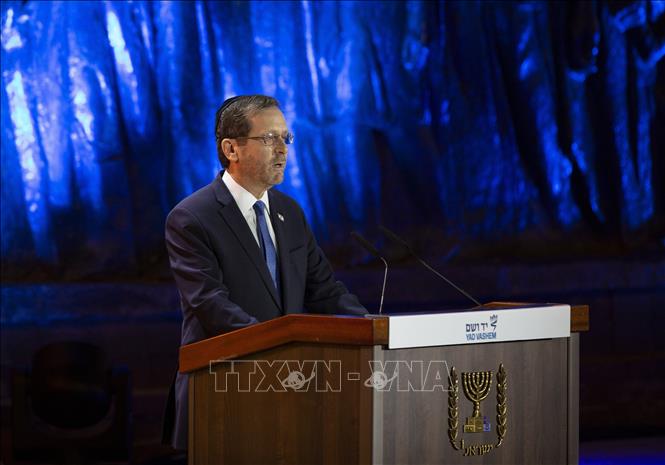 (Tư liệu) Tổng thống Israel Isaac Herzog phát biểu tại Jerusalem. Ảnh: THX/TTXVN phát