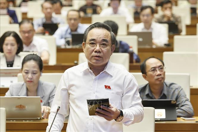 Đại biểu Quốc hội tỉnh Khánh Hòa Lê Hữu Trí phát biểu. Ảnh: Doãn Tấn - TTXVN