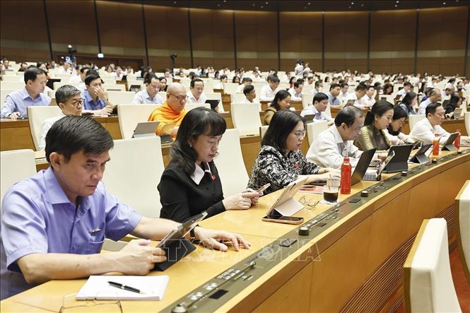Đoàn đại biểu Quốc hội TP Cần Thơ dự phiên họp. Ảnh: Doãn Tấn - TTXVN