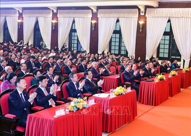Tổng Bí thư, Chủ tịch nước Tô Lâm và các đại biểu dự Lễ kỷ niệm 30 năm Ngày thành lập Hội đồng Lý luận Trung ương (30/10/1996 - 30/10/2026) và đón nhận Huân chương Hồ Chí Minh. Ảnh: Thống Nhất – TTXVN
