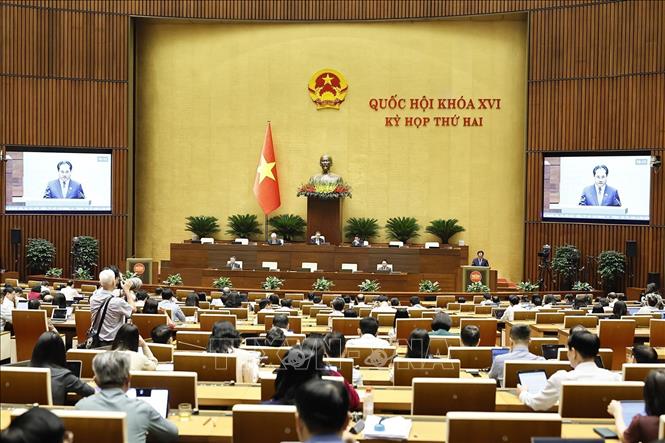 Bộ trưởng Bộ Nông nghiệp và Môi trường Trịnh Việt Hùng phát biểu giải trình, làm rõ một số vấn đề đại biểu Quốc hội nêu. Ảnh: Doãn Tấn - TTXVN