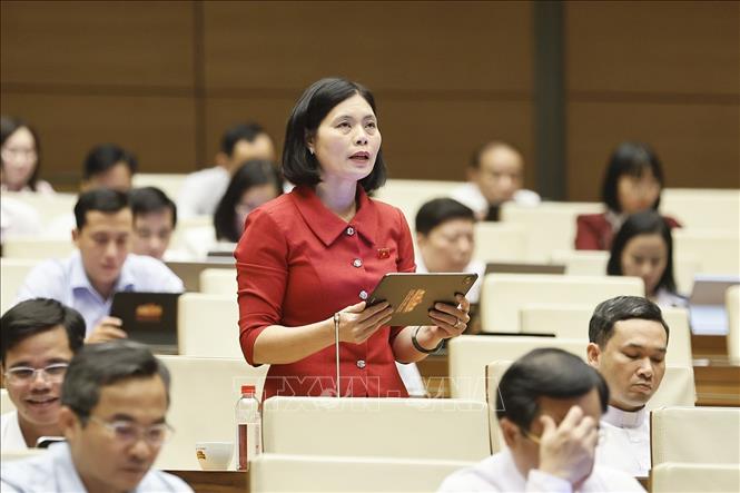 Đại biểu Quốc hội tỉnh Lâm Đồng Trần Thị Oanh phát biểu. Ảnh: Doãn Tấn - TTXVN