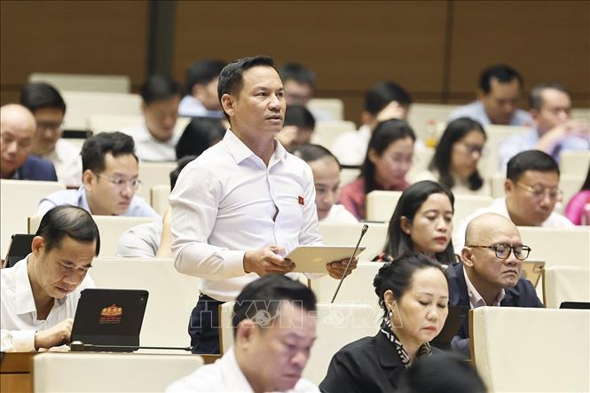 Đại biểu Quốc hội tỉnh Đắk Lắk Trần Quang Tâm phát biểu. Ảnh: Doãn Tấn - TTXVN