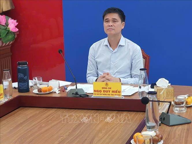 Đồng chí Ngọ Duy Hiểu, Phó Chủ tịch Thường trực Tổng Liên đoàn Lao động Việt Nam, Trưởng ban Chỉ đạo xây dựng Đề án chủ trì Hội thảo. Ảnh: Nguyễn Trọng Lịch - TTXVN