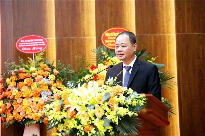 Giáo sư, Viện sĩ Trần Hồng Thái, Ủy viên Trung ương Đảng, Chủ tịch Viện Hàn lâm Khoa học và Công nghệ Việt Nam phát biểu. Ảnh: Thu Phương - TTXVN