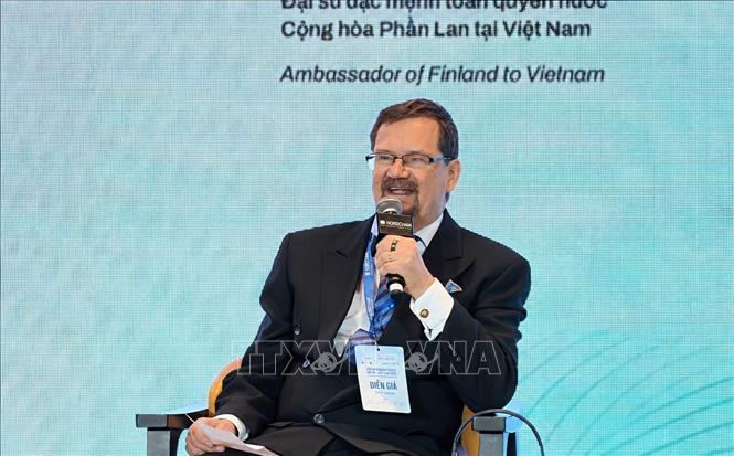 Đại sứ Phần Lan tại Việt Nam Pekka Voutilainen tại Diễn đàn Doanh nghiệp Bắc Âu - Việt Nam. Ảnh: Hữu Duyên - TTXVN