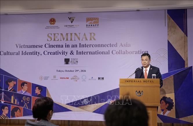 Đại sứ đặc mệnh toàn quyền Việt Nam tại Nhật Bản Pham Quang Hiệu phát biểu tại sự kiện. Ảnh: Hữu Thắng - PV TTXVN tại Nhật Bản