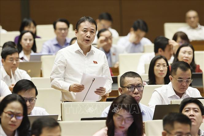 Đại biểu Quốc hội tỉnh Lâm Đồng Phạm Nam Tiến phát biểu. Ảnh: Doãn Tấn - TTXVN