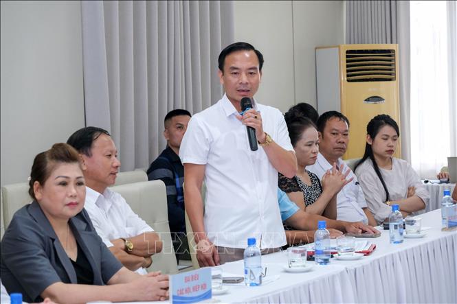 Ông Nguyễn Biên Cương, Chủ tịch Liên minh Hợp tác xã tỉnh Lai Châu, phát biểu tại chương trình. Ảnh: Thu Hằng - TTXVN