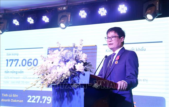 Bí thư Đảng ủy, Chủ tịch Hội đồng thành viên Simexco Lê Đức Huy phát biểu tại buổi lễ. Ảnh: Hoài Thu – TTXVN.