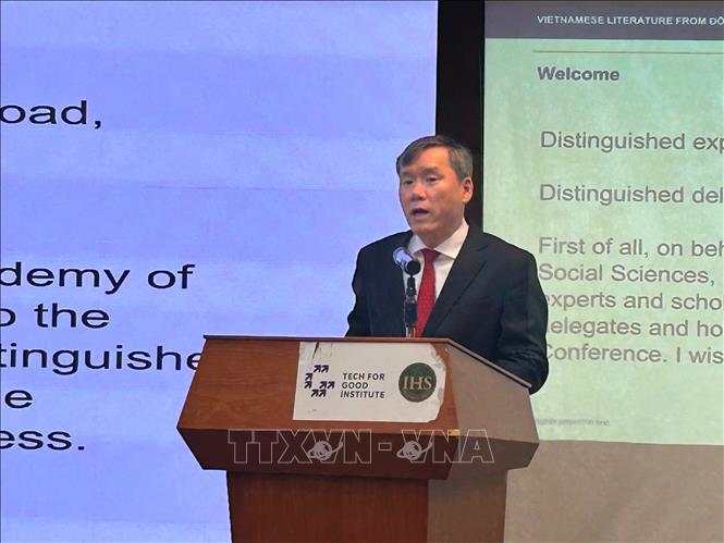 GS, TS Lê Văn Lợi, Chủ tịch Viện Hàn lâm Khoa học xã hội Việt Nam phát biểu khai mạc Hội thảo. Ảnh: Thanh Hương - TTXVN