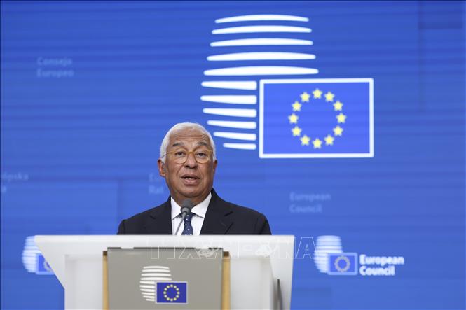 (Tư liệu) Chủ tịch Hội đồng châu Âu Antonio Costa tại cuộc họp báo ở Brussels, Bỉ. Ảnh: THX/TTXVN phát
