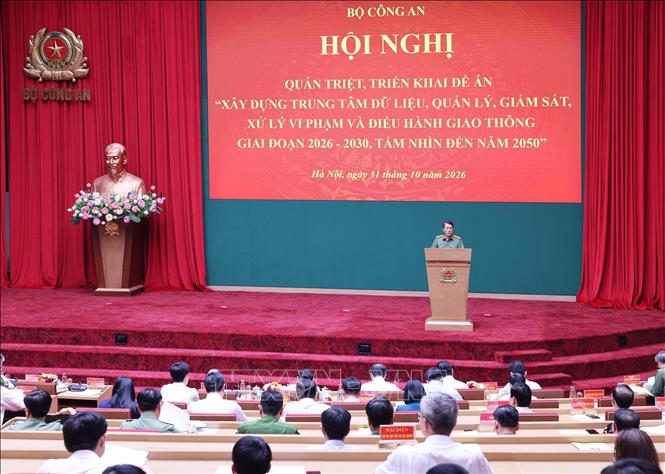 Đại tướng Lương Tam Quang, Ủy viên Bộ Chính trị, Bộ trưởng Bộ Công an phát biểu khai mạc. Ảnh: Lâm Khánh – TTXVN
