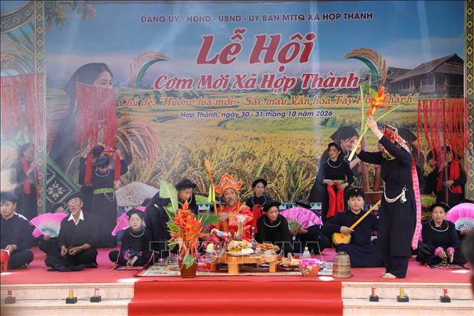 Phục dựng lễ hội cơm mới của xã Hợp Thành. Ảnh: Vũ Hoàng Giang - TTXVN