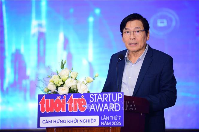 Ông Phạm Phú Ngọc Trai, Chủ tịch Hội đồng cố vấn Chiến lược đổi mới sáng tạo (SACSTI), Đại học Quốc gia TP. Hồ Chí Minh phát biểu tại sự kiện. Ảnh: Hương Giang - TTXVN