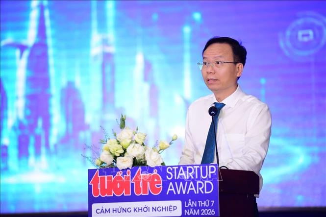 GS.TS Mai Thanh Phong, Hiệu trưởng Trường Đại học Bách khoa – Đại học Quốc gia TP. Hồ Chí Minh phát biểu tại sự kiện. Ảnh: Hương Giang - TTXVN